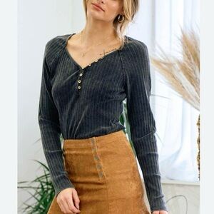 The post Boutique ribbed Henley top
